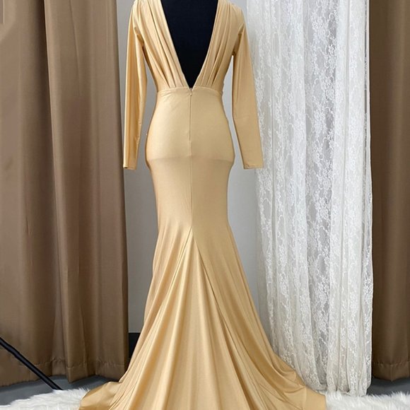 NEW DUSTY ROSE Evening Party Prom Long Sleeve Dress AC381 - Picture 7 of 9